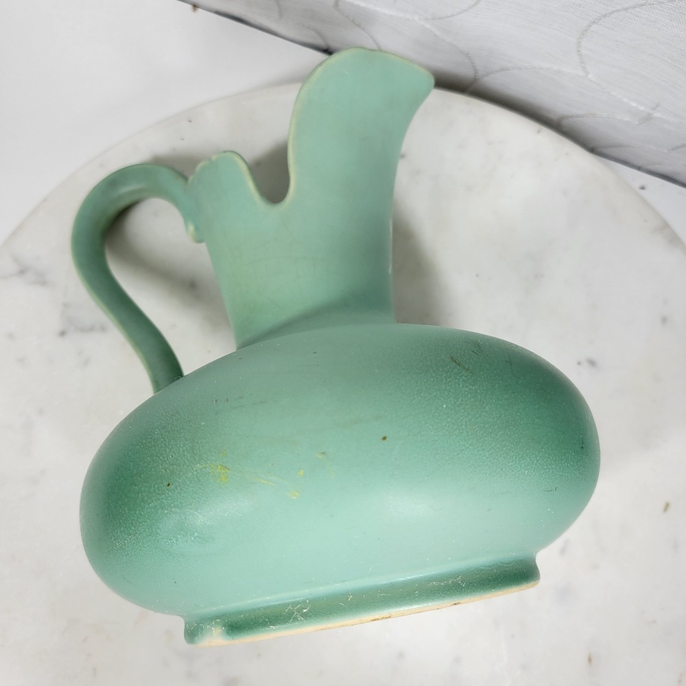 Vintage 1930s Weller Pottery Dogwood Pitcher Vase Aqua Blue Floral Art Deco - Picture 12 of 16